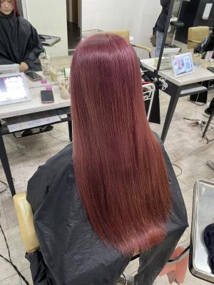 エアリーロング美髪ケアブリーチコーラルピンカラー練馬所沢韓国のイメージ画像