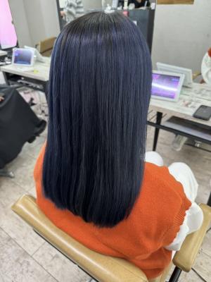 エアリーロング美髪ケアブリーチネイビーブルカラー練馬所沢韓国のイメージ画像