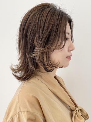 美髪エアリーロング/切りっぱなしボブ/ピンクブラウンのイメージ画像