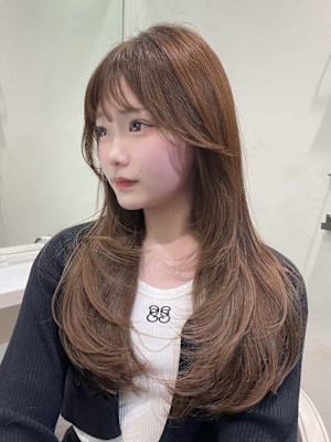 韓国レイヤーカットワンホンヘアロングウルフカット姫カット