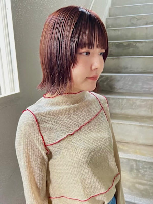 ラベンダーピンク×切りっぱなしbob