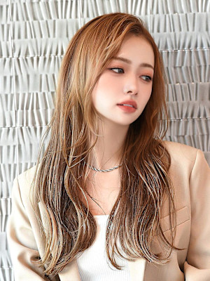 ナチュラルロング×マロンカラー