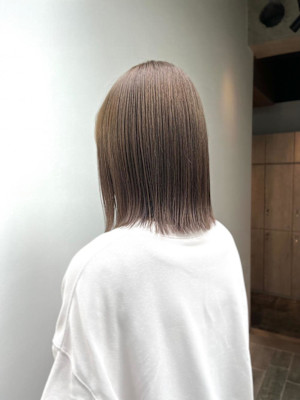 黒髪/グレーベージュ/レイヤーロング/前髪パーマ/仙台