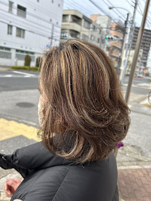 魅せるグレイヘア【白髪ぼかしハイライトカラー】ベージュ