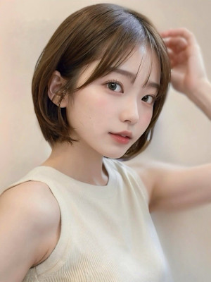 大人美人ショート×グレージュ