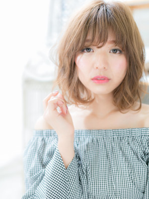 ゆるふわくせ毛風無造作カール小顔ボブディ　ボブパーマ