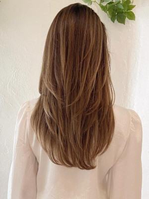 サンドベージュ　ロングレイヤー