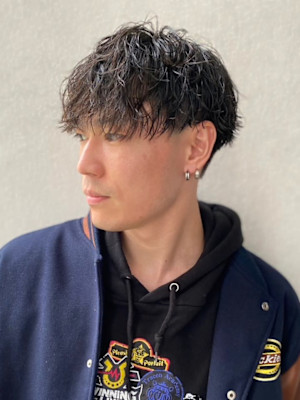 マッシュショート　ツイストスパイラルパーマ　ツーブロック