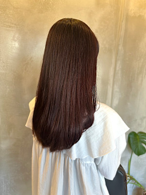池袋 髪質改善 艶髪 ロングヘア ボルドーカラー♪　