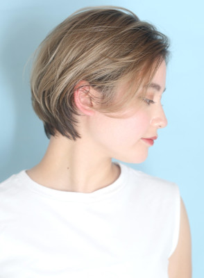40代50代似合わせ小顔美髪シアーカラーカールショート
