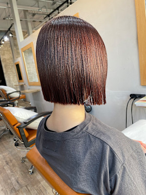 黒髪/ボブルフ/ネビージュ/小顔/ワンレン/水戸/髪質改善/