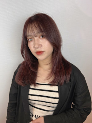 ボルドー×レイヤーカット