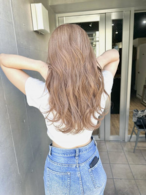 ミルクティーベージュ ハイトーンカラー レイヤーロング