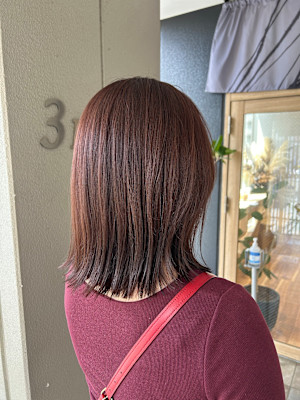 暖色ボブ　カシス　ピンクブラウン