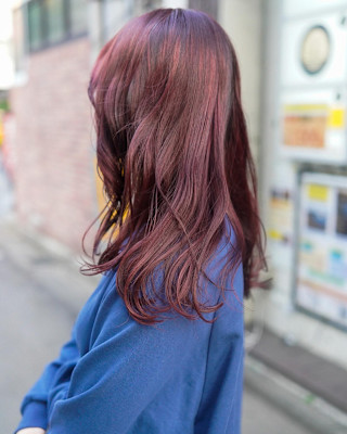 ロング×ワインレッドカラー