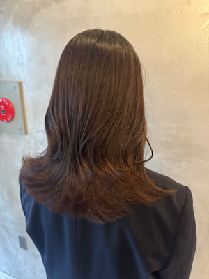 レイヤーカット ブラウンカラー 大人ガーリー 韓国ヘア 池袋