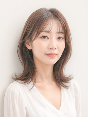 ナチュラル×外ハネ×ミディアム×コテ巻き 10代20代30代