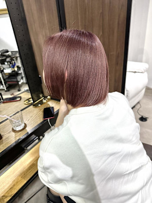 切りっぱなしボブ エアリーロング 美髪 ピンクブラウン