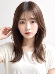  暗髪アッシュ/小顔/ブルージュ/グレージュ/ロング/髪質改