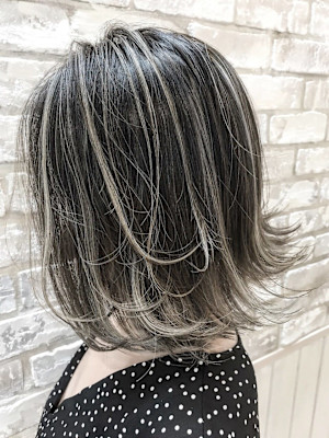 透明感抜群ハイライトグラデーション/フェザーバング