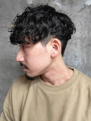 刈り上げ　ツイストスパイラルパーマ　スペインカール　爽やか