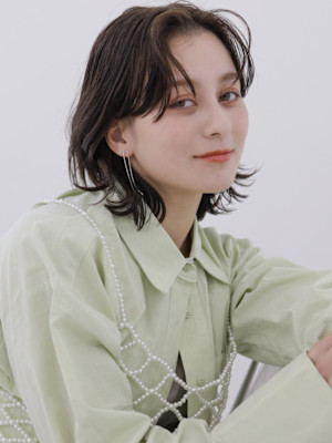 【BOND】アッシュブラック/シアーカラー/くびれセミディ