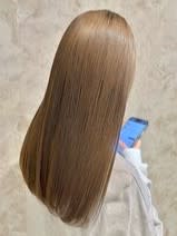 髪質改善ストレート　ダメージレスカラー　ミルクティーアッシュ