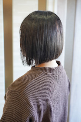前下がりボブ×アッシュグレー