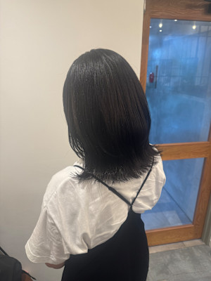 黒髪 レイヤーボブ トレンドヘア 韓国ヘア ウルフカット