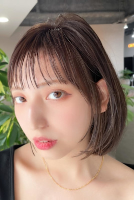 BERRYシアーカラー抜け感小顔前髪アッシュボブショート美髪