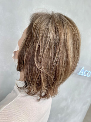 白髪ぼかしハイライト/大人上品ハイライト/ベージュ