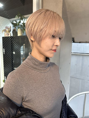 切りっぱなしボブ エアリーロング 美髪 ピンクブラウン