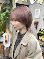 ピンクベージュ/マッシュウルフ/ハイトーンカラー