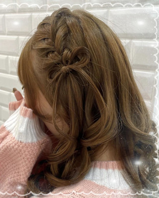 とびきりガーリーな編み込みリボン♪_ゆう