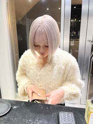 切りっぱなしボブ エアリーロング 美髪 ピンクブラウン