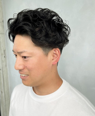 メンズパーマ/ソフトカールパーマ/アップバング/前髪かきあげ