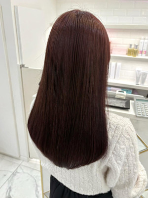 ブリーチなし5stepで艶々ピンクカラー＊まゆ