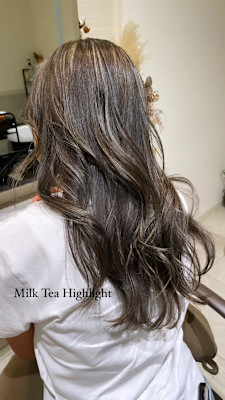 細めのコントラストミルクティーハイライト