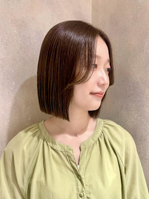 パツっとボブ,コンパクトボブ,ブラウンカラー20代/齋藤