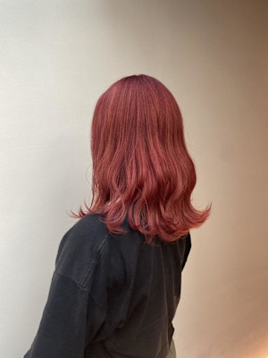 黒髪/グレーベージュ/レイヤーロング/前髪パーマ