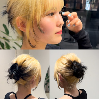 ルーツカラー/ミディアムスタイル/顔まわりレイヤー/担当仙波