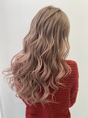 グラデーションカラー　ピンクグレージュ