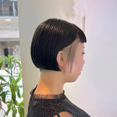 刈り上げぱつっとボブ＋インナーカラー♬
