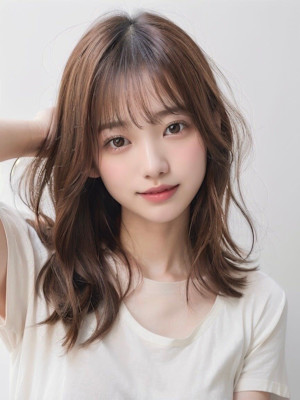 外ハネミディアムインナーカラー小顔ウルフカット20代30代