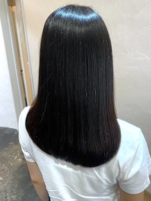 地毛風カラー　髪質改善　艶髪ロング