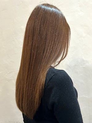 シアーベージュ　透明感カラー　サラサラストレート