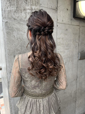 ヘアセット　ヘアアレンジ　結婚式ヘア　ハーフアップ
