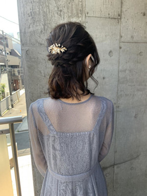 ヘアセット　ヘアアレンジ　結婚式ヘア　ハーフアップ
