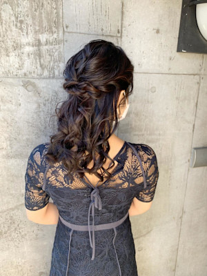 ヘアセット　ヘアアレンジ　結婚式ヘア　ハーフアップ