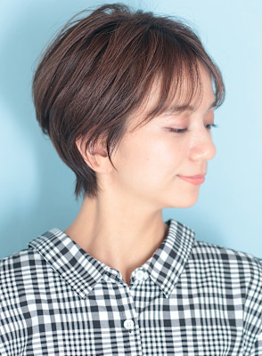 40代50代似合わせ小顔美髪シアーカラーカールショート